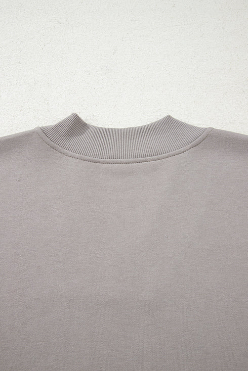 Geometric Sleeve V Neck Relaxed Fit Pullover Sweatshirt