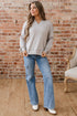 Geometric Sleeve V Neck Relaxed Fit Pullover Sweatshirt