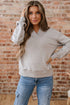 Geometric Sleeve V Neck Relaxed Fit Pullover Sweatshirt