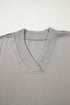 Geometric Sleeve V Neck Relaxed Fit Pullover Sweatshirt