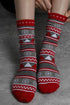 Geometric Snowflake Print Striped Crew Socks