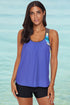 Geometric Strap Ruched Scoop Neck Tankini Top