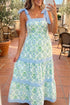Geometric Striped Patchwork Sleeveless A Line Floral Dress