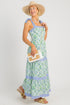 Geometric Striped Patchwork Sleeveless A Line Floral Dress