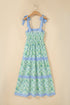 Geometric Striped Patchwork Sleeveless A Line Floral Dress