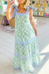 Geometric Striped Patchwork Sleeveless A Line Floral Dress