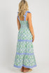 Geometric Striped Patchwork Sleeveless A Line Floral Dress