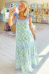 Geometric Striped Patchwork Sleeveless A Line Floral Dress