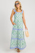 Geometric Striped Patchwork Sleeveless A Line Floral Dress