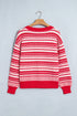 Geometric Striped Pattern V Neck Button Front Cardigan