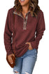 Geometric Texture Plaid Trim Long Sleeve Pullover Sweatshirt