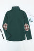 Geometric Texture Plaid Trim Long Sleeve Pullover Sweatshirt