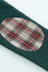 Geometric Texture Plaid Trim Long Sleeve Pullover Sweatshirt