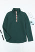Geometric Texture Plaid Trim Long Sleeve Pullover Sweatshirt