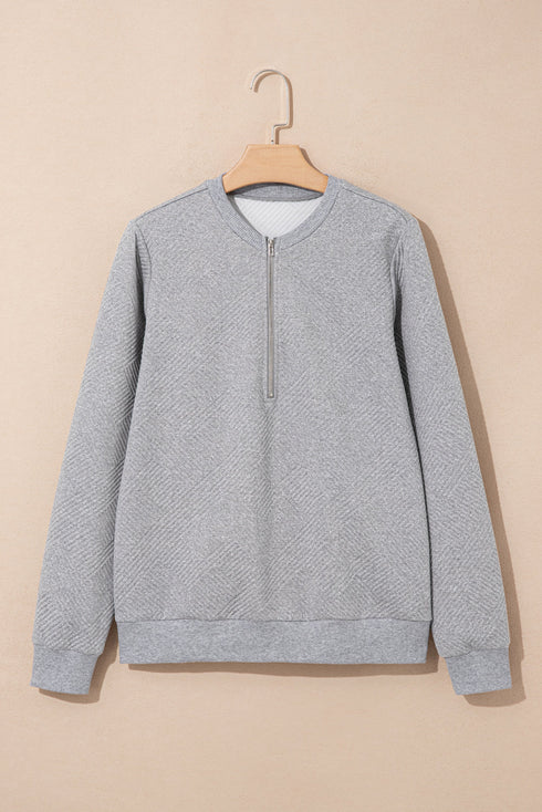 Geometric Textured Half Zip Mock Neck Sweatshirt