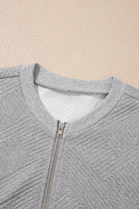Geometric Textured Half Zip Mock Neck Sweatshirt