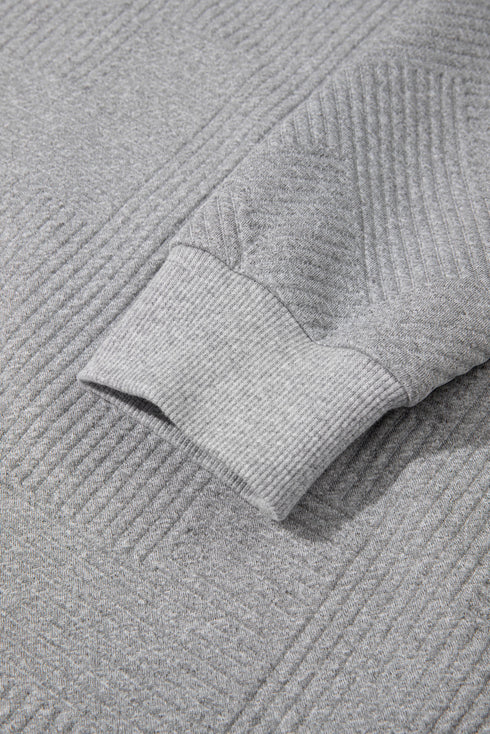 Geometric Textured Half Zip Mock Neck Sweatshirt