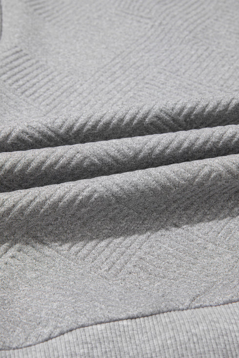 Geometric Textured Half Zip Mock Neck Sweatshirt