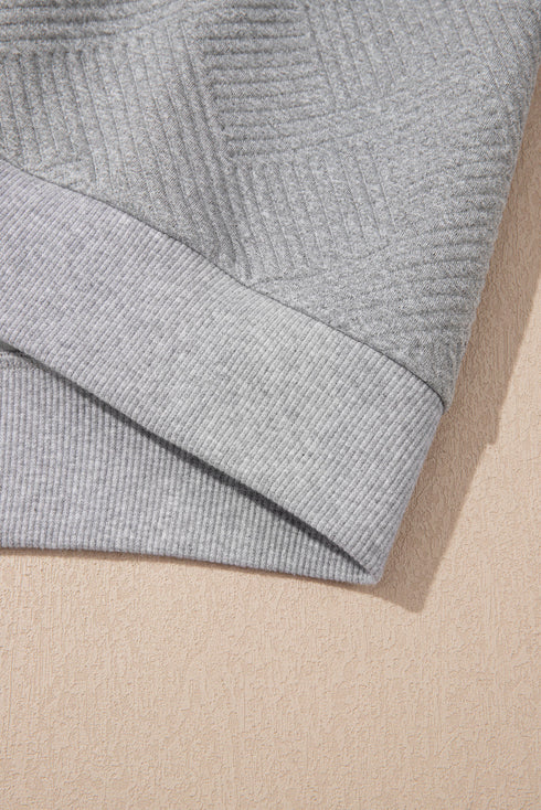 Geometric Textured Half Zip Mock Neck Sweatshirt