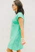 Geometric Textured Knit Cap Sleeve Shift Dress