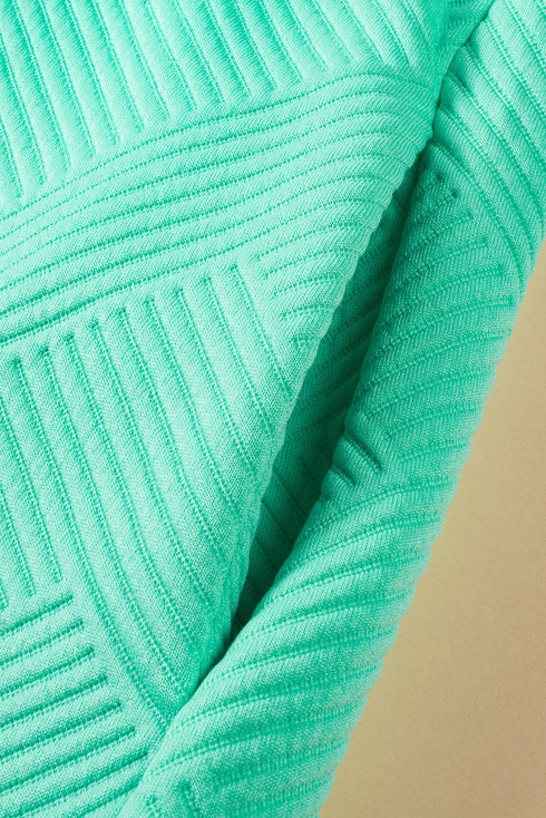 Geometric Textured Knit Cap Sleeve Shift Dress