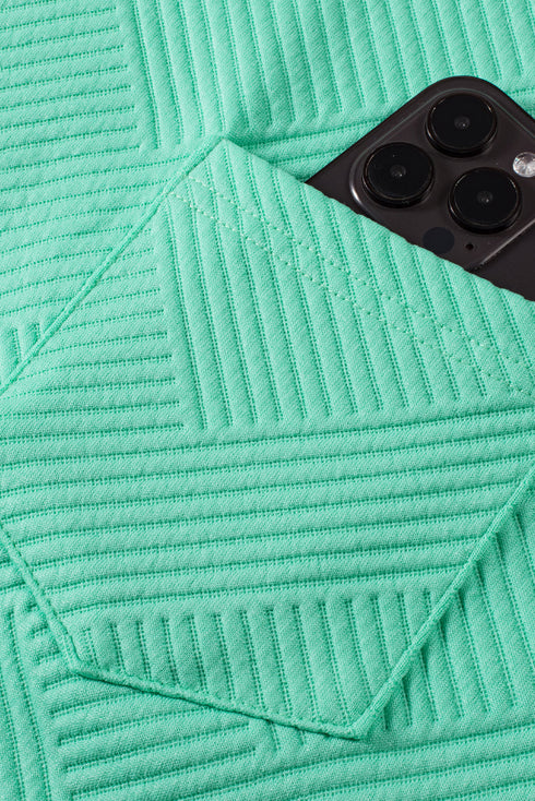 Geometric Textured Knit Cap Sleeve Shift Dress