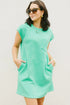 Geometric Textured Knit Cap Sleeve Shift Dress