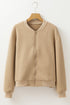 Geometric Textured Pattern Baseball Collar Jacket