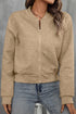 Geometric Textured Pattern Baseball Collar Jacket
