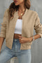 Geometric Textured Pattern Baseball Collar Jacket