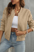 Geometric Textured Pattern Baseball Collar Jacket