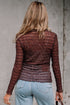 Geometric Textured Sheer Mesh Mock Neck Layering Top