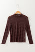 Geometric Textured Sheer Mesh Mock Neck Layering Top