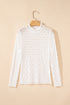 Geometric Textured Sheer Mesh Mock Neck Layering Top