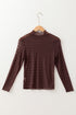 Geometric Textured Sheer Mesh Mock Neck Layering Top