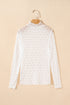 Geometric Textured Sheer Mesh Mock Neck Layering Top