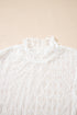 Geometric Textured Sheer Mesh Mock Neck Layering Top