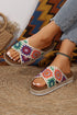 Geometric Woven Crochet Crisscross Strap Platform Slippers