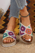 Geometric Woven Crochet Crisscross Strap Platform Slippers