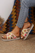 Geometric Woven Crochet Crisscross Strap Platform Slippers