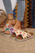 Geometric Woven Crochet Crisscross Strap Platform Slippers