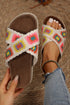 Geometric Woven Crochet Crisscross Strap Platform Slippers