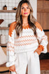 Geometric Zig Zag Knit Crew Neck Sweater