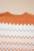 Geometric Zig Zag Knit Crew Neck Sweater