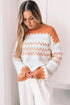 Geometric Zig Zag Knit Crew Neck Sweater