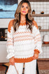 Geometric Zig Zag Knit Crew Neck Sweater