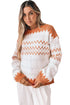Geometric Zig Zag Knit Crew Neck Sweater