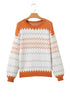 Geometric Zig Zag Knit Crew Neck Sweater