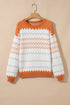 Geometric Zig Zag Knit Crew Neck Sweater