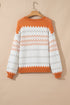 Geometric Zig Zag Knit Crew Neck Sweater